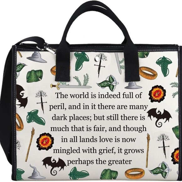 Lord of the Rings Quotes Canvas Tote Bag Travel Shopping Gift - Picture 1 of 7